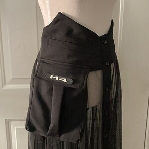 H4 Black Japanese Mesh High Waist Mesh maxi Skirt 36